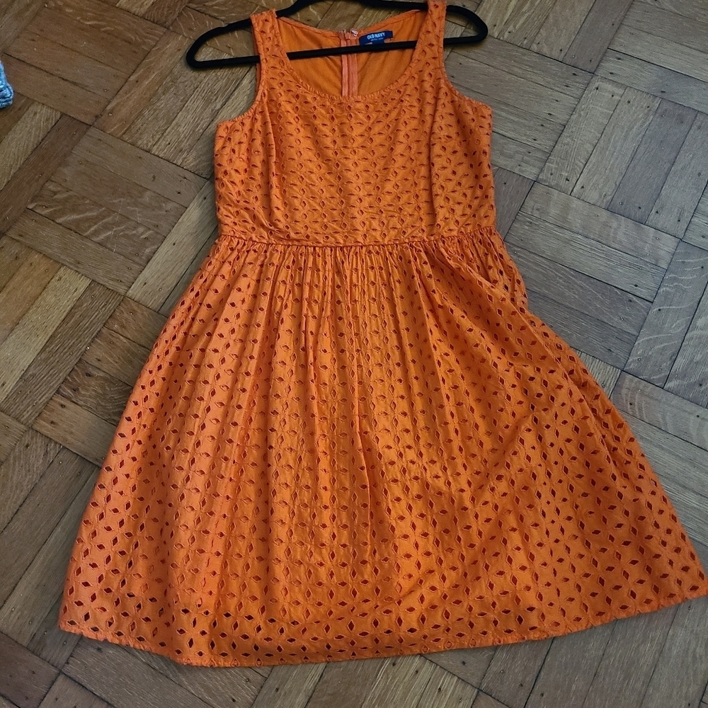 Orange cotton lace dress NEW Hp🔥🔥🔥